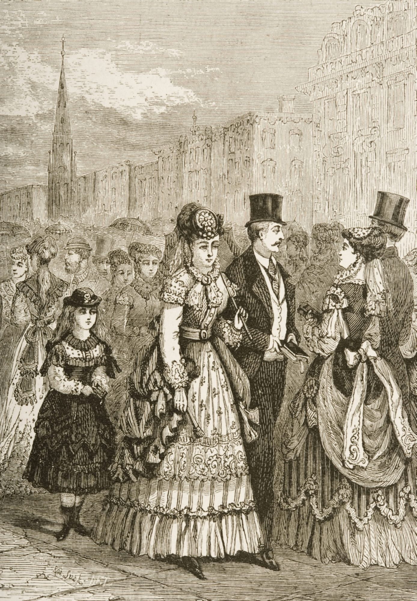 Crowds Strolling Along Fifth Avenue New York In 1870S From American Pictures Drawn With Pen And Pencil By Rev Samuel Manning Circa 1880 Canvas Art - Ken Welsh Design Pics (11 x 17)