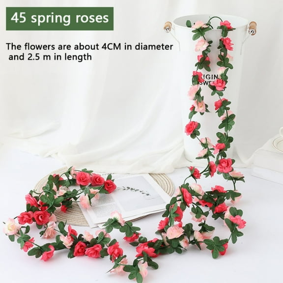 Crowdstage 8.2Ft Artificial Rose Vine Flowers Silk Wisteria Garland Vine Rattan Hanging for Home Garden Outdoor Ceremony Wedding Arch Floral Decor