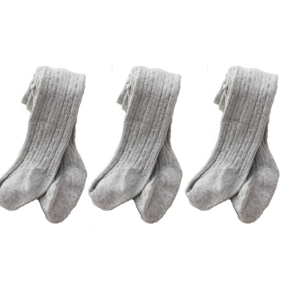 Crowdstage Baby Girl Tights Thick Cable Knit Leggings Stockings Cotton Pantyhose for Newborn Infant Toddler ,White,Pink,Gray 3 Pack