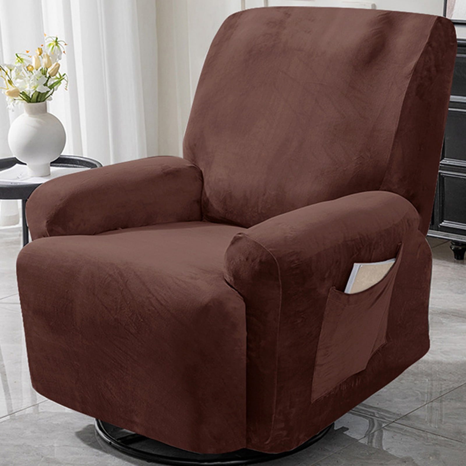 Crowdstage Stretch Velvet Recliner chair covers With Elastic Straps