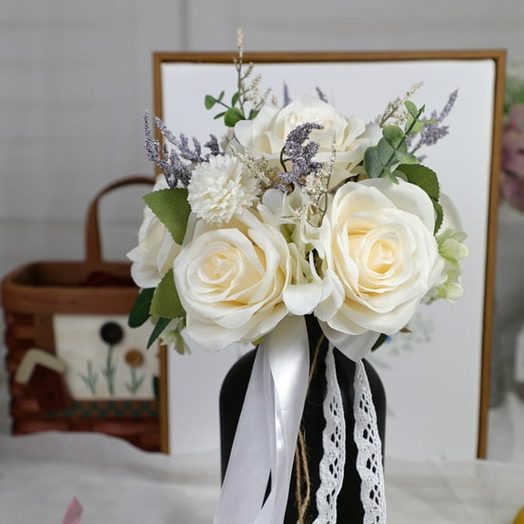 Crowdstar Artificial Flowers Terracotta Bridesmaid Bouquet, Fall Wedding Flowers Bouquets for Bridesmaids, 12 Inch Bridal Bouquets for Bridesmaids, Wedding Decor, Anniversary