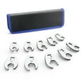thumbnail image 1 of 3/8" Drive Flare Nut Crowfoot Wrench Set, 10 Piece Cr-V Steel + Ni-Cr Plating 5 Point Grip Flare Nut Crow Foot Tool Set, Metric 10-19mm Crows Feet Wrench Set with Storage Pouch for Home Car Repair, 1 of 7