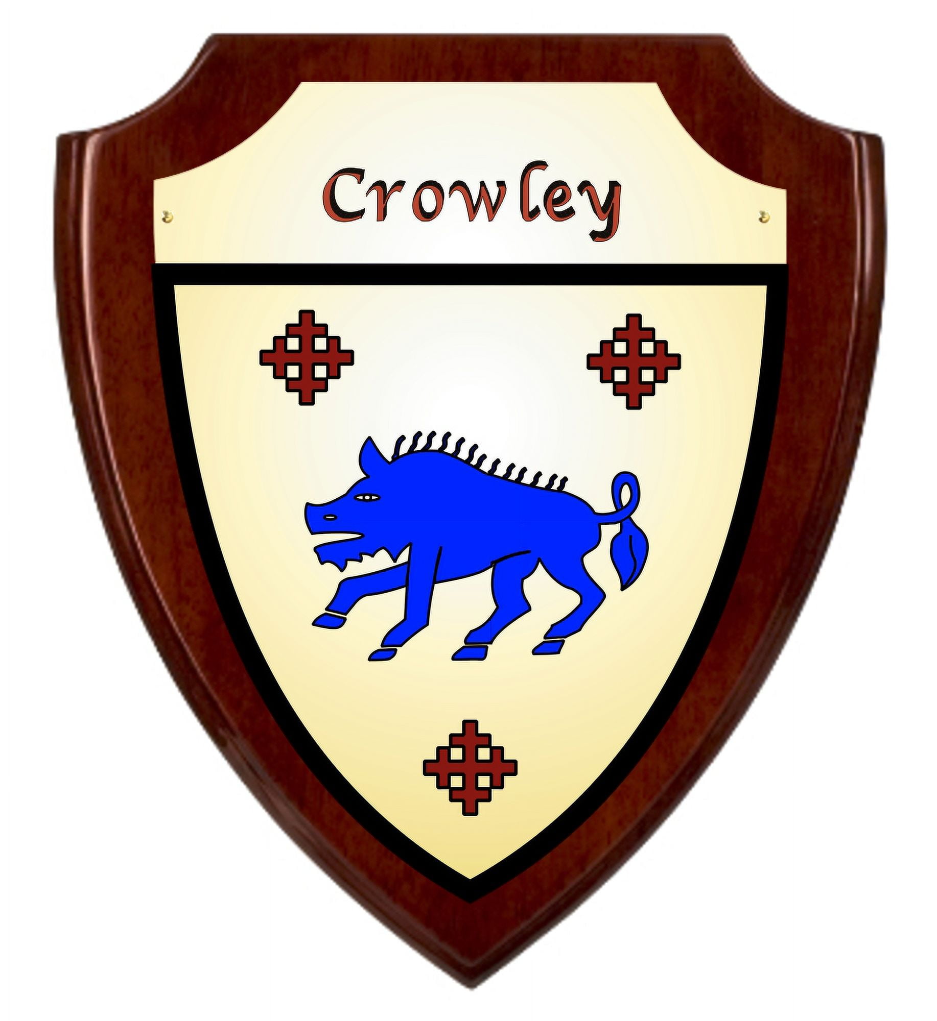 Crowley Irish Coat of Arms Shield Plaque - Rosewood Finish