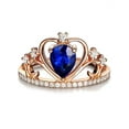 thumbnail image 1 of Crown 2 Carat Pear cut Sapphire and Diamond Engagement Ring in 14k Rose Gold affordable Sapphire and diamond engagement ring, 1 of 3