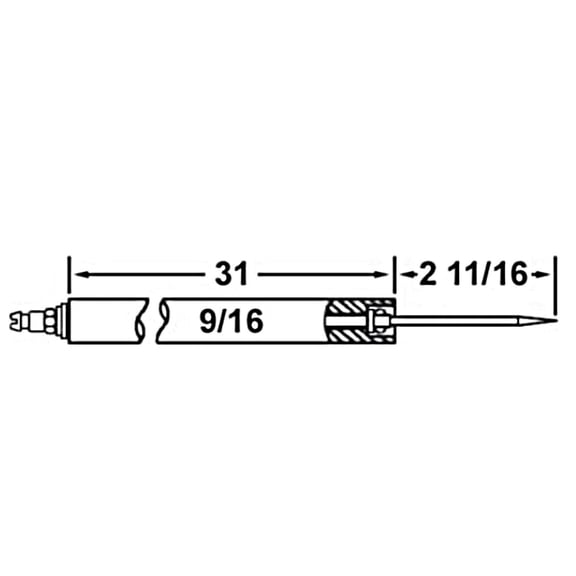 Crown 20989 Cleaver Brooks 31" Replacement Gas Ignitor (Electrode) (33-11/16" Overall)