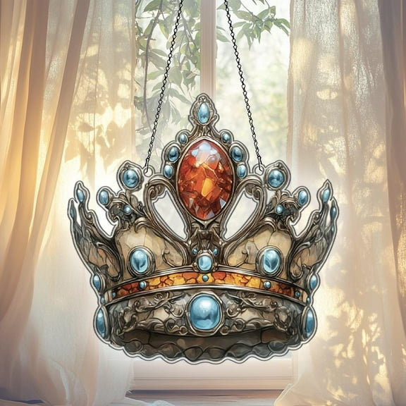 Crown Acrylic Suncatcher, Crown Ornaments, Crown Decor, Crown Gifts For Women Men, Crown Sun Catcher For Window Hanging, Crown Lovers Gifts