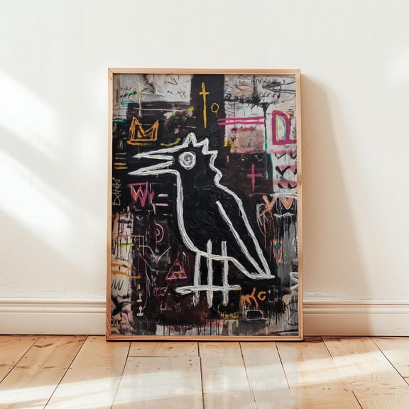 Crown Bird Neo Graffiti Print Street Art Decor Unframed Paper Print