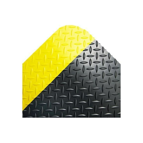Crown Mats & Matting Industrial Deck Plate Anti-fatigue Mat, Vinyl, 36 X 60, Black/yellow Border