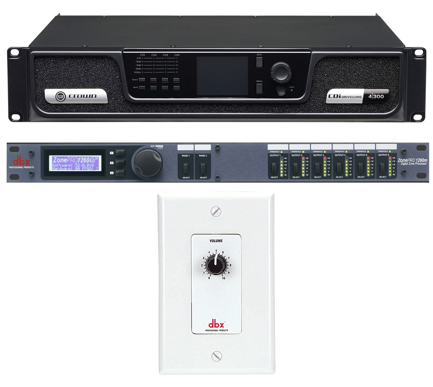 Crown CDI4300 CDI 4 x 300 Watt 70V Commercial Amplifier+Processor+Wall