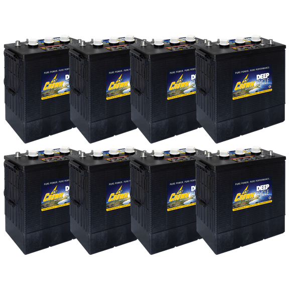 Crown CR-350 6V 350Ah FLA Deep Cycle Battery, BCI Group 902/305 - Pack of 8