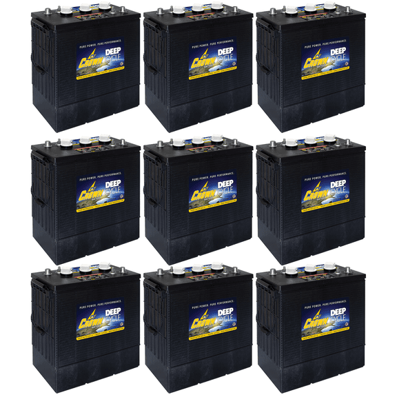 Crown CR-350 6V 350Ah FLA Deep Cycle Battery, BCI Group 902/305 - Pack of 9