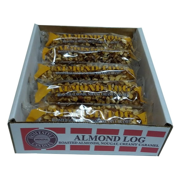 Crown Candy Almond Logs - 12 Individually Wrapped 2.5 oz Logs Per Carton
