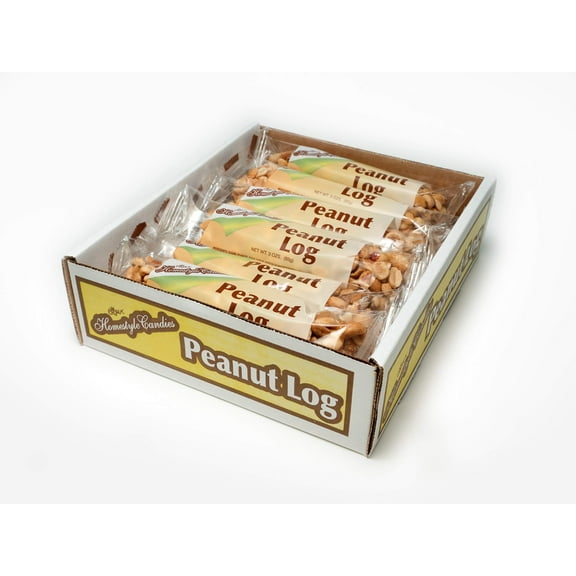 Crown Candy Peanut Log - 12 Individually Wrapped 3oz Peanut Logs Per Box