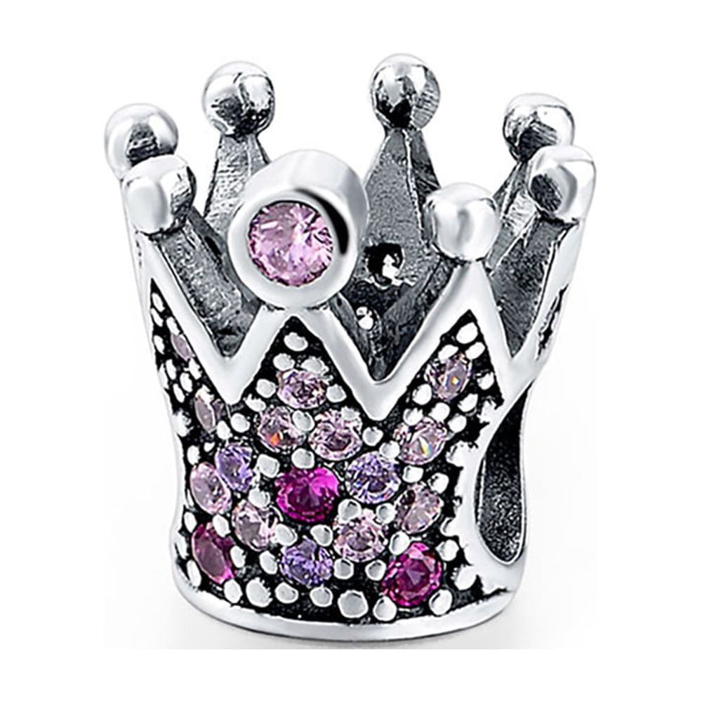 Crown Charm European Bead CZ Sterling Silver Ginger Lyne Collection