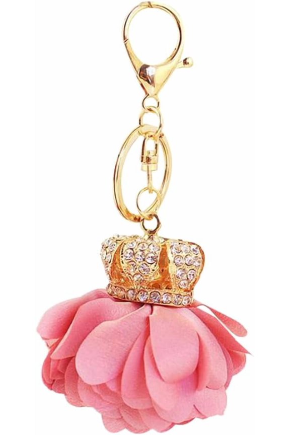 Crown Charm Keychain: Elegant Flower Crown Keychain With Rhinestones Metal Keyring For Car Keys For Daily Use And Parties