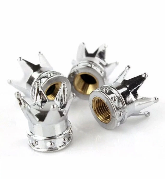 Crown Chrome 4 Pcs Car Tire Air Valve Stem Screw Cap Cover Wheel Rim Accessories
