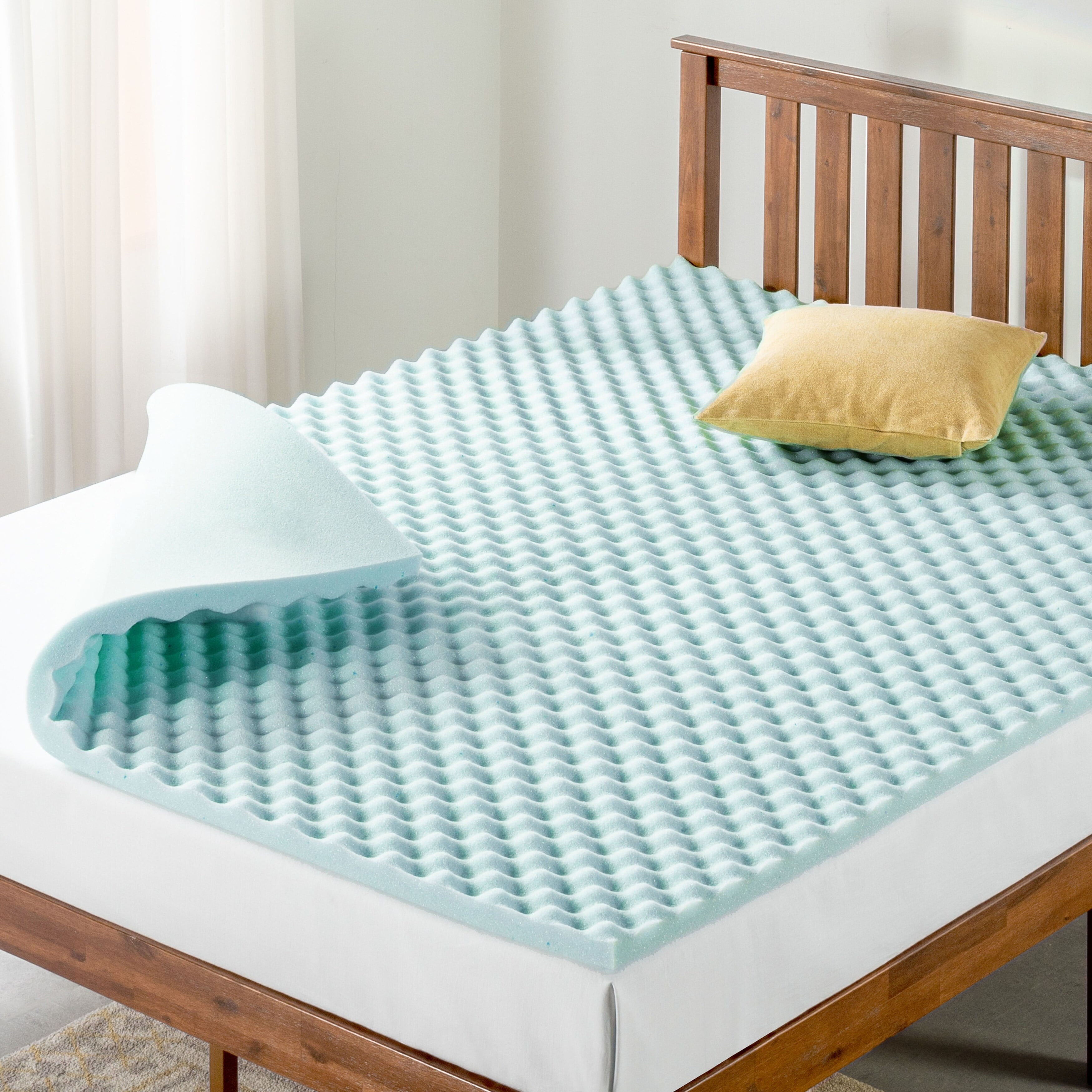 Crown Comfort 1.5 Inch Cooling Gel Egg Crate Memory Foam Mattress