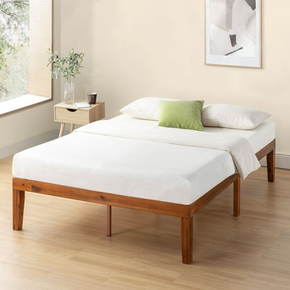 Crown Comfort 16 Inch Classic Solid Wood Platform Bed Frame in Multiple Finishes Cherry - Queen