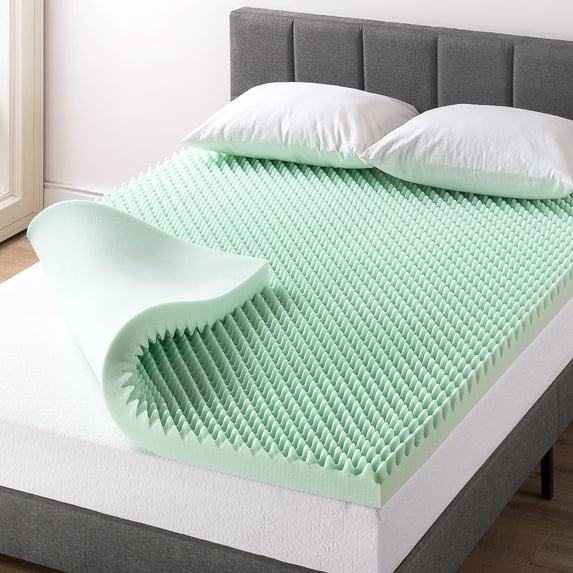 Crown Comfort 3 Inch Egg Crate Memory Foam Mattress Topper with Calming Aloe Infusion Twin