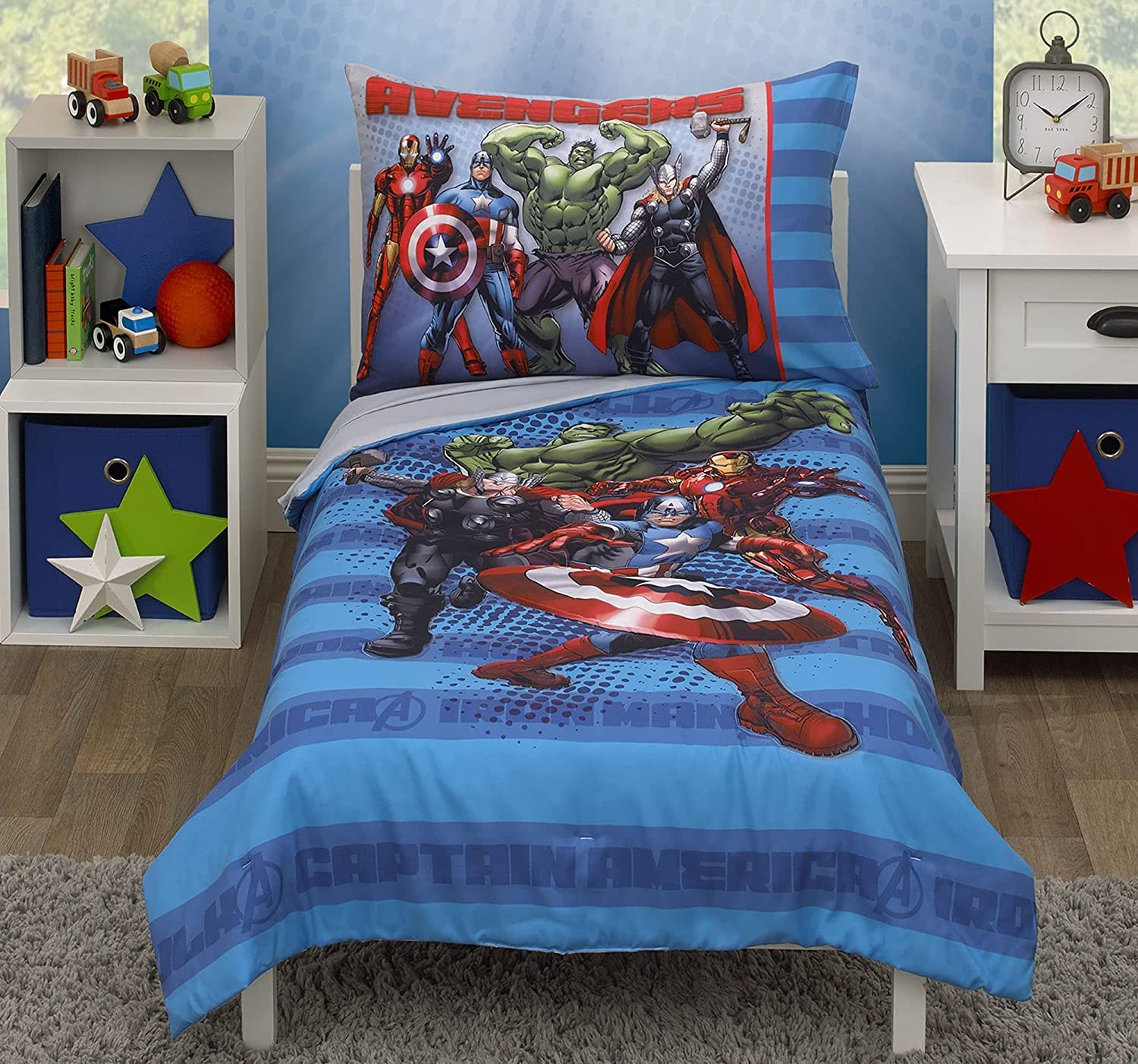 Crown Crafts Marvel Avengers 4 Piece Bedding Sets, Toddler Bed with Bedspread, Fitted Bottom Sheet, Flat Top Sheet, Pillowcase - image 1 of 7