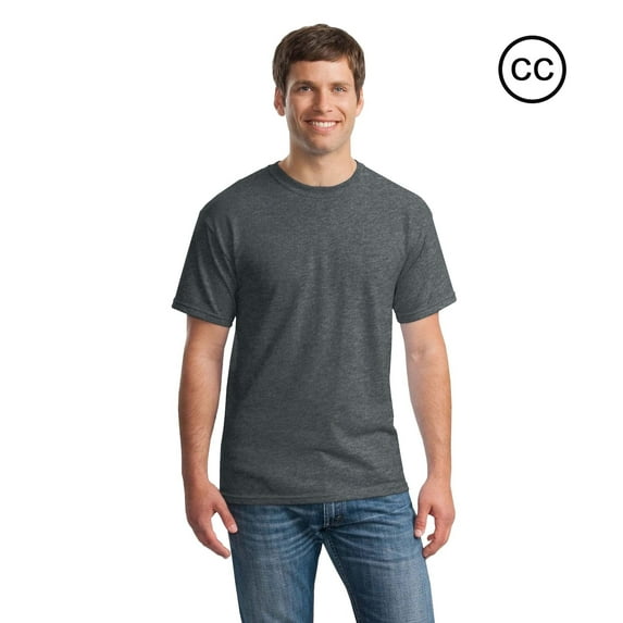 CROWN CRAZE® Heavy Cotton Tee | Men's Short Sleeve 5.3 Oz 100% Cotton Classic fit Dark Heather T Shirts, 4XL