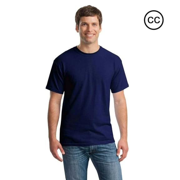 Crown Craze Heavy Cotton Tee | Men's Short Sleeve 5.3 Oz 100% Cotton Classic fit Navy T Shirts, 3XL