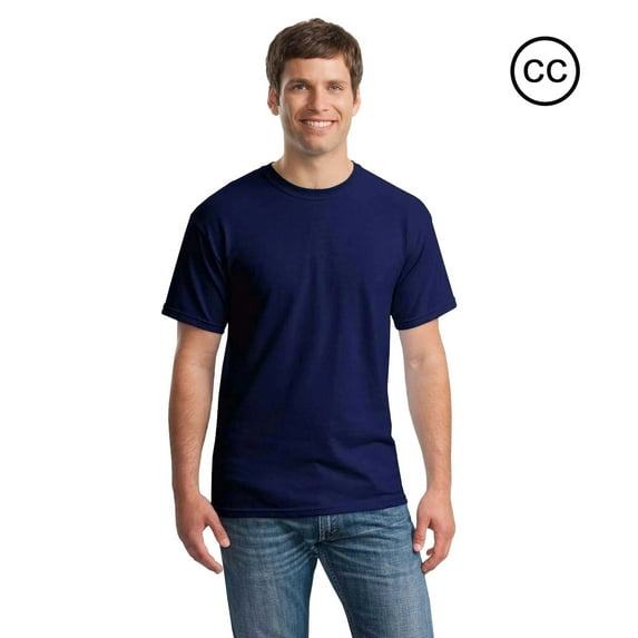 CROWN CRAZE® Heavy Cotton Tee | Men's Short Sleeve 5.3 Oz 100% Cotton Classic fit Navy T Shirts, 5XL