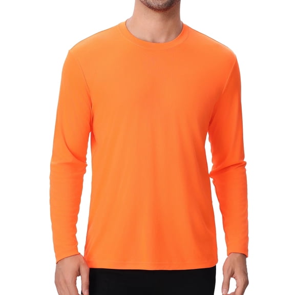 Crown Craze High Visibility Long Sleeve Shirt High Performance Safety T Shirt for Work Wear 100% Polyester in Neon Orange, M