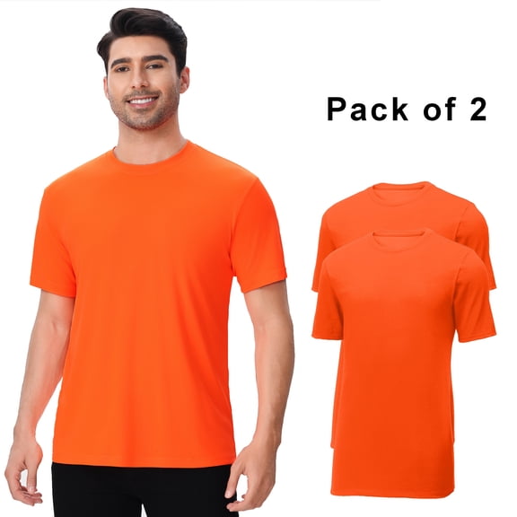 Crown Craze Hi-Vis Short Sleeve Safety T-Shirt, High-Performance Pure Dry Fit Poly, Work Shirts for Men, Moisture-Wicking Activewear, Pack 2, Size- M