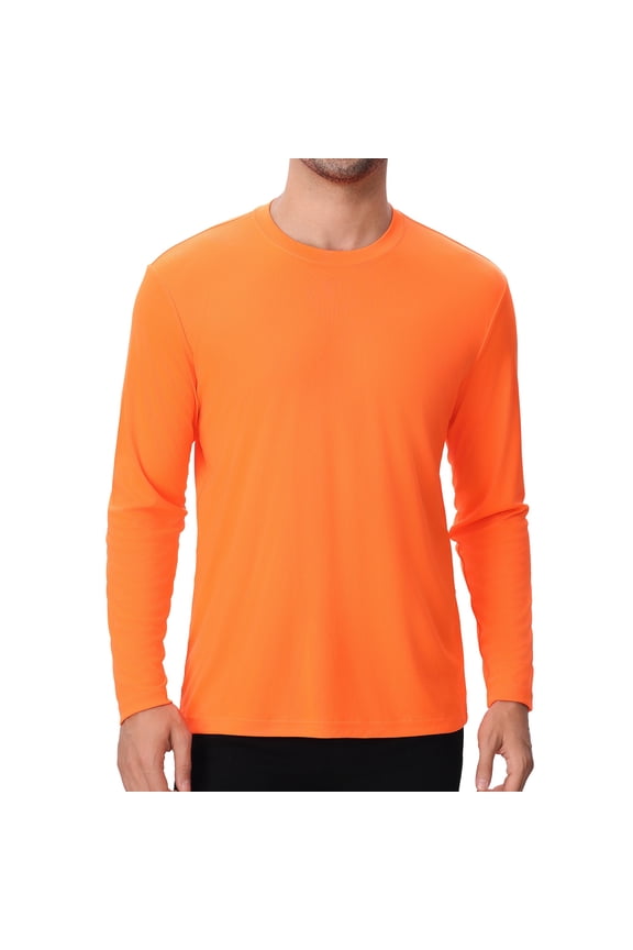 High Visibility Long Sleeve Shirt High Performance Safety T Shirt for Work Wear 100% Polyester in Neon Orange, 2XL