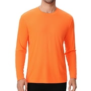 Crown Craze High Visibility Long Sleeve Shirt High Performance Safety T Shirt for Work Wear 100% Polyester in Neon Orange, L
