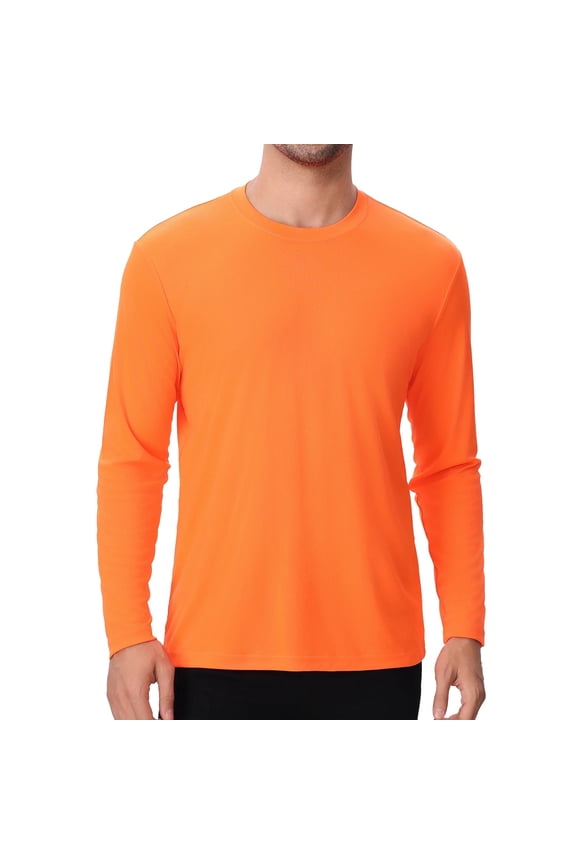 High Visibility Long Sleeve Shirt High Performance Safety T Shirt for Work Wear 100% Polyester in Neon Orange, S