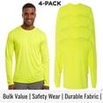 thumbnail image 1 of Crown Craze® High Visibility Safety T-Shirts for Men Hi Vis Long Sleeve Work Tee Shirts (Safety Green Pack 4, S), 1 of 9