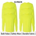 thumbnail image 1 of Crown Craze® High Visibility Safety T-Shirts for Men Hi Vis Long Sleeve Work Tee Shirts (Safety Green Pack 6, S), 1 of 9