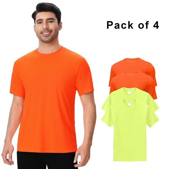 Crown Craze High Visibility Safety Work Shirt for Men, High-Performance Pure Dry Fit Poly, Work Shirts, Assorted Color, Activewear, Pack 4, Size- XL