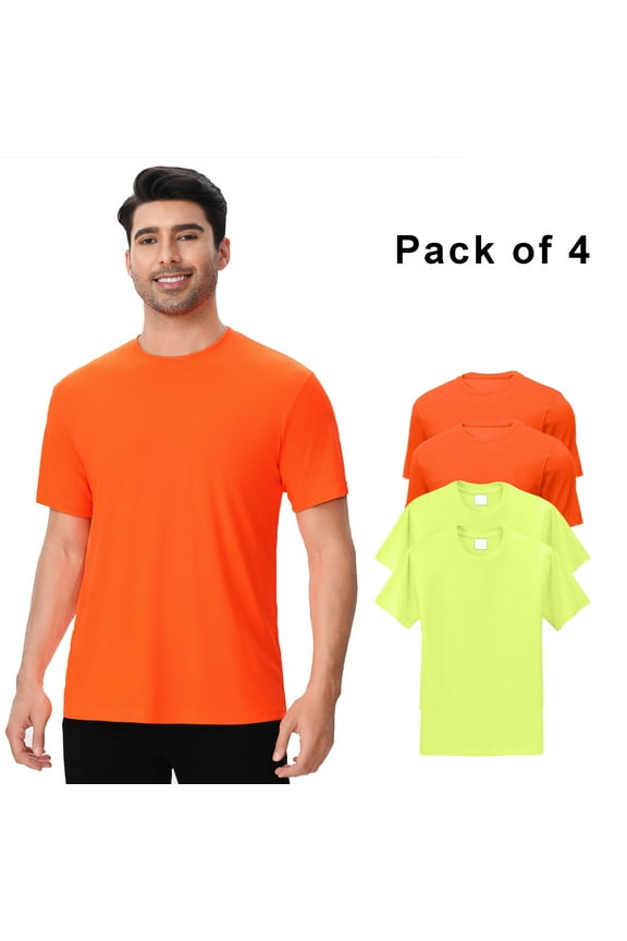 High Visibility Safety Work Shirt for Men, High-Performance Pure Dry Fit Poly, Work Shirts, Assorted Color, Activewear, Pack 4, Size- XL