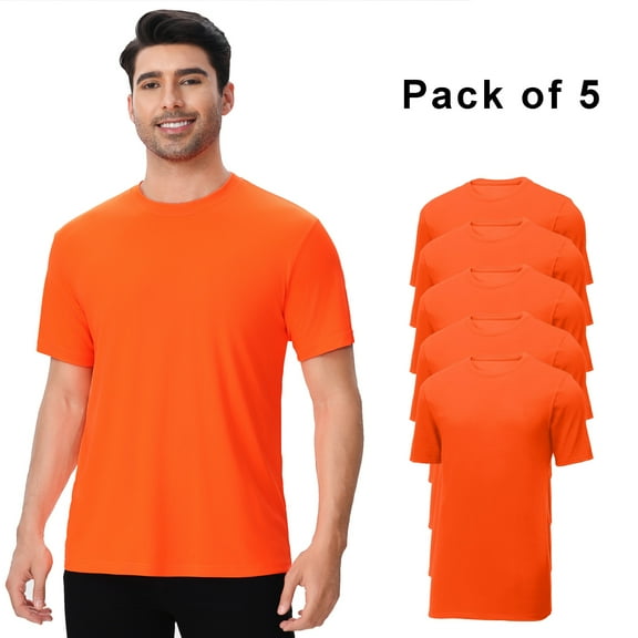Crown Craze High Visibility Safety Work Shirt for Men, High Visibility Work Shirts, Activewear, Neon Orange, Pack 5, Size- 3XL