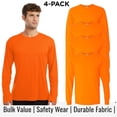 thumbnail image 1 of Crown Craze® Men’s High Visibility Long Sleeve T-Shirt, Hi Vis Safety Work Tee (Safety Orange 4 Pack, L), 1 of 8