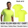 thumbnail image 1 of Crown Craze® High Visibility Work T-Shirts Men's Performance Tee Shirts (Safety Neon Yellow Pack 2, S), 1 of 9