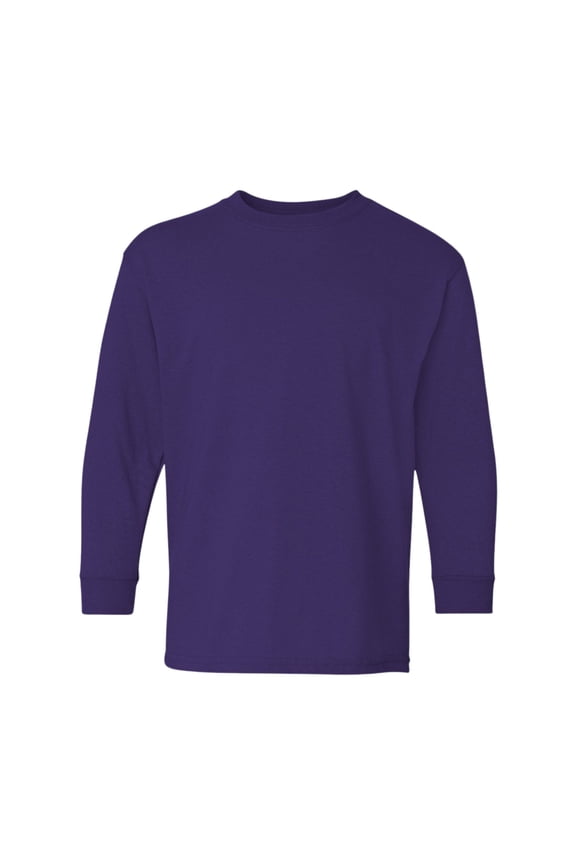 ® Long Sleeve T-Shirt for Youth Rib Collar Tees 100% Cotton Classic Solid Tee Shirts (Purple, M)