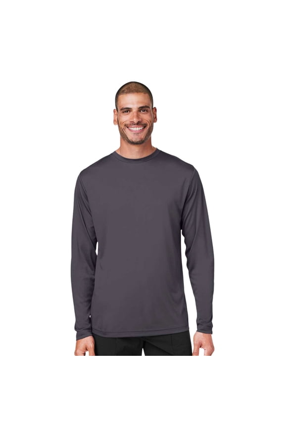 ® Men’s Capital Long Sleeve Performance T-Shirt, 100% Polyester Solid Color Tee (Carbon, M)