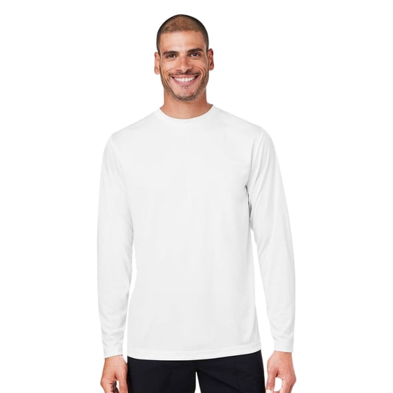 Crown Craze® Men’s Capital Long Sleeve Performance T-Shirt, 100% Polyester Solid Color Tee (White, XL)