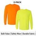 thumbnail image 1 of Crown Craze® Men’s High Visibility Long Sleeve T-Shirt, Hi Vis Safety Work Tee (Safety-Green+Orange 2 Pack, XS), 1 of 8