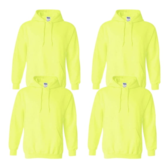 Crown Craze® Men’s High Visibility Safety Hooded Sweatshirt, Hi Vis Reflective Hoodie (Safety Green 4 Pack, S)
