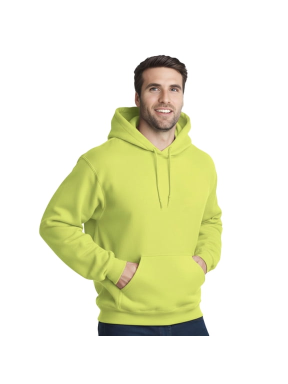 ® Men’s High Visibility Safety Hooded Sweatshirt, Hi Vis Reflective Hoodie (Safety Green, L)
