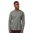 thumbnail image 1 of Crown Craze® Performance Long Sleeve T-Shirt 100% Polyester Interlock Quick Dry Tee Shirts (Heather Granite, M), 1 of 6