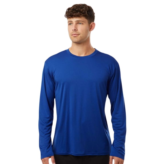 Crown Craze® Performance Long Sleeve T-Shirt 100% Polyester Interlock Quick Dry Tee Shirts (Royal, M)