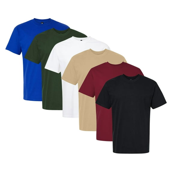 Crown Craze® Unisex Hammer Maxweight T-Shirt, 100% Ring-Spun Cotton Bulk Tees, Assorted Short Sleeve Crewneck Plain T-shirts (Bright Color 6 Pack, XL)