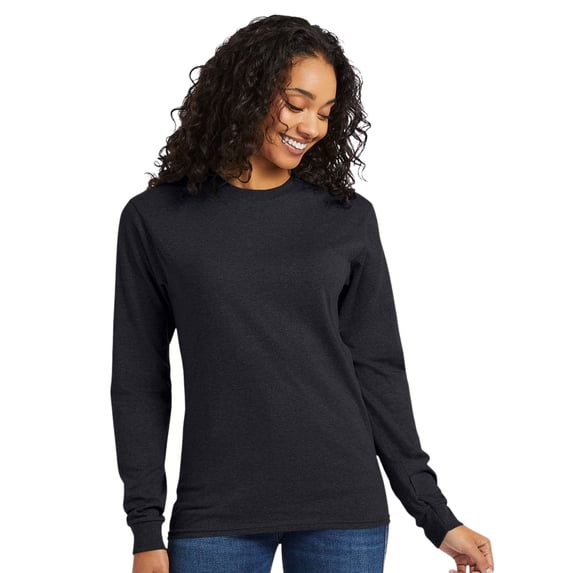 Crown Craze® Unisex Long Sleeve T-Shirt, 100% Cotton Long Plain Sleeve Everyday Tee (Charcoal-Heather, 2XL)