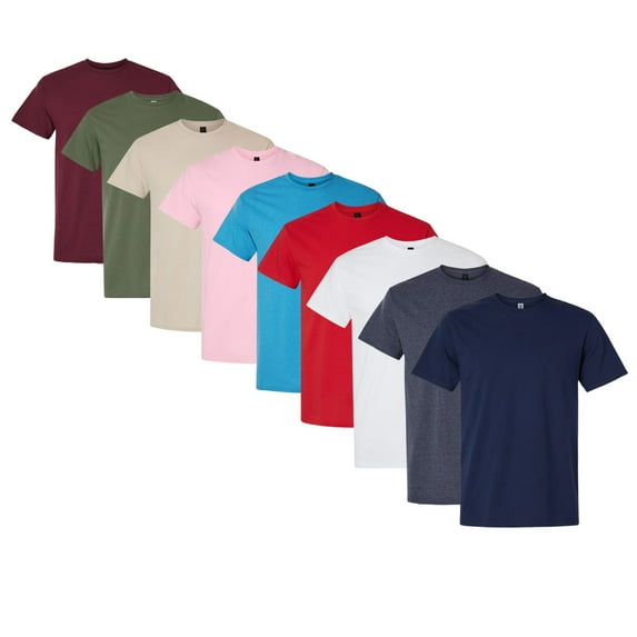 Crown Craze® Unisex Max Heavyweight T-Shirt, 100% USA Cotton Bulk Tee, Assorted Short Sleeve Crewneck Plain Tees, (Dark+Bright Color 9 Pack, XL)